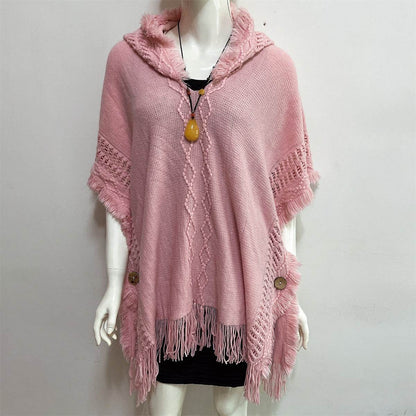 Plus Size Hooded Pullover Sweater - Batwing Tassel Design for Winter - Buy Center