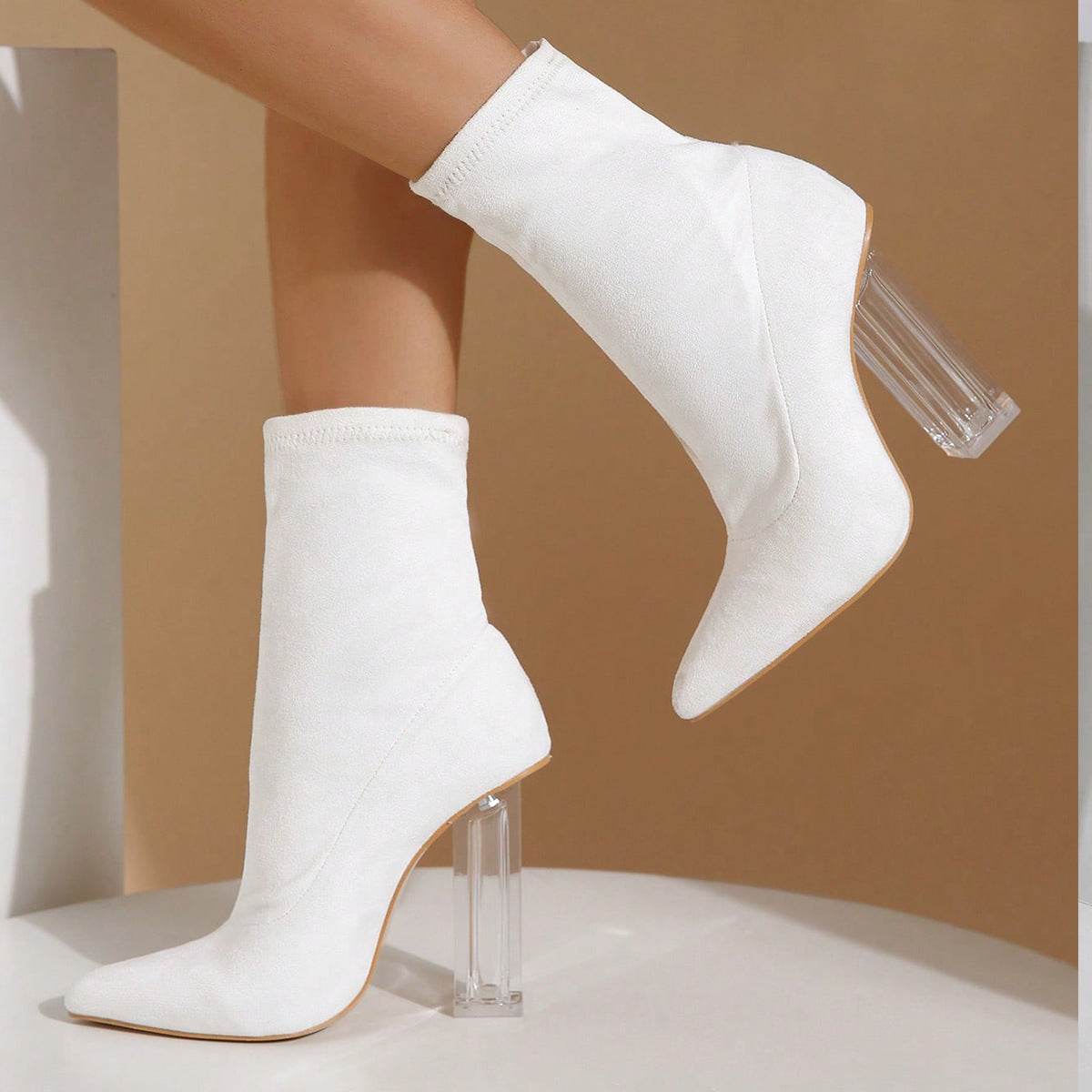 Buycenter High-Heeled Crystal Heel Boots - Women's Autumn Party Shoes - Buy Center