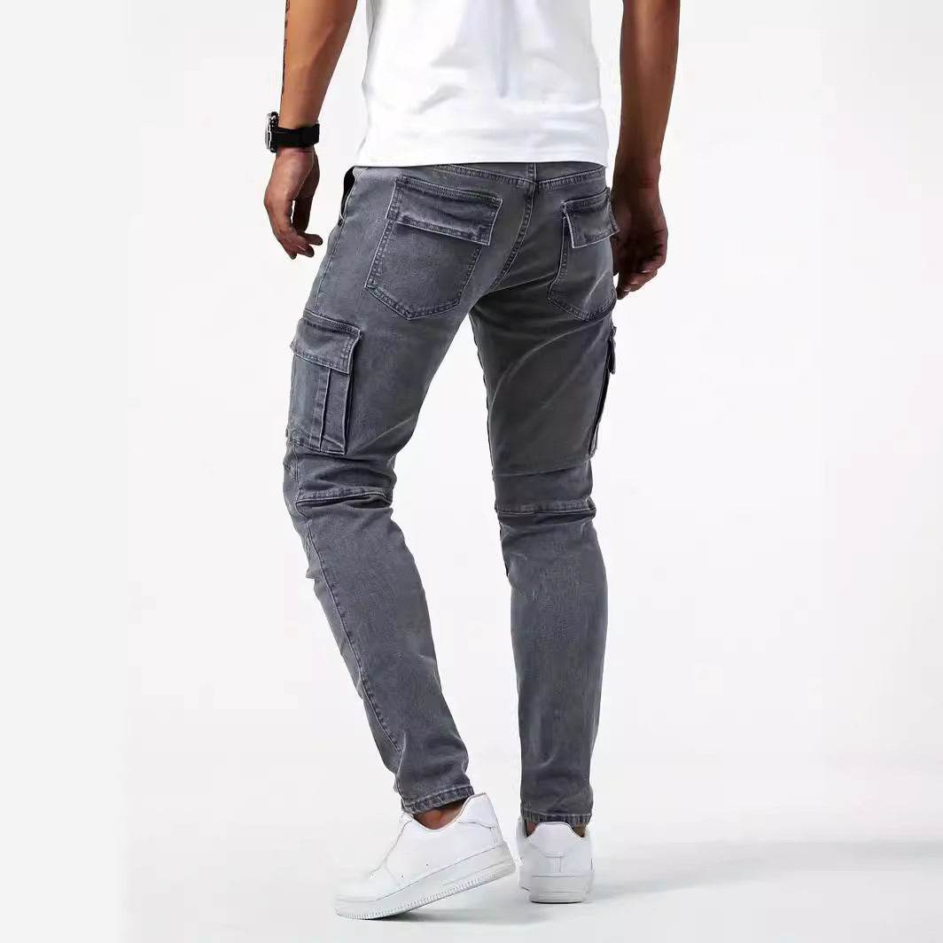 Men's Casual Multi-Bag Labor Protection Pants - Lightweight Cotton Denim - Buy Center