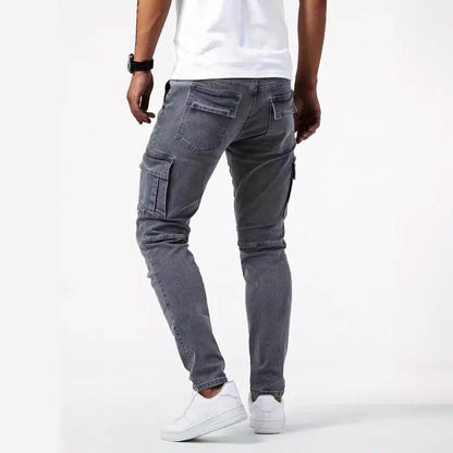 Men's Casual Multi-Bag Labor Protection Pants - Lightweight Cotton Denim - Buy Center