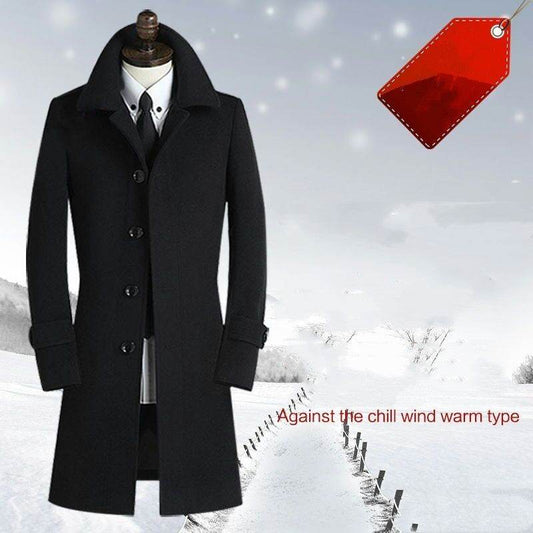 Buycenter Men's Wool Trench Coat - Slim Fit British Style for Modern Men - Buy Center