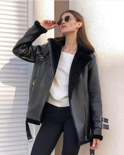 Stylish Women's Suede Zipper Cardigan - Trendy Long Sleeve Solid Coat - Buy Center