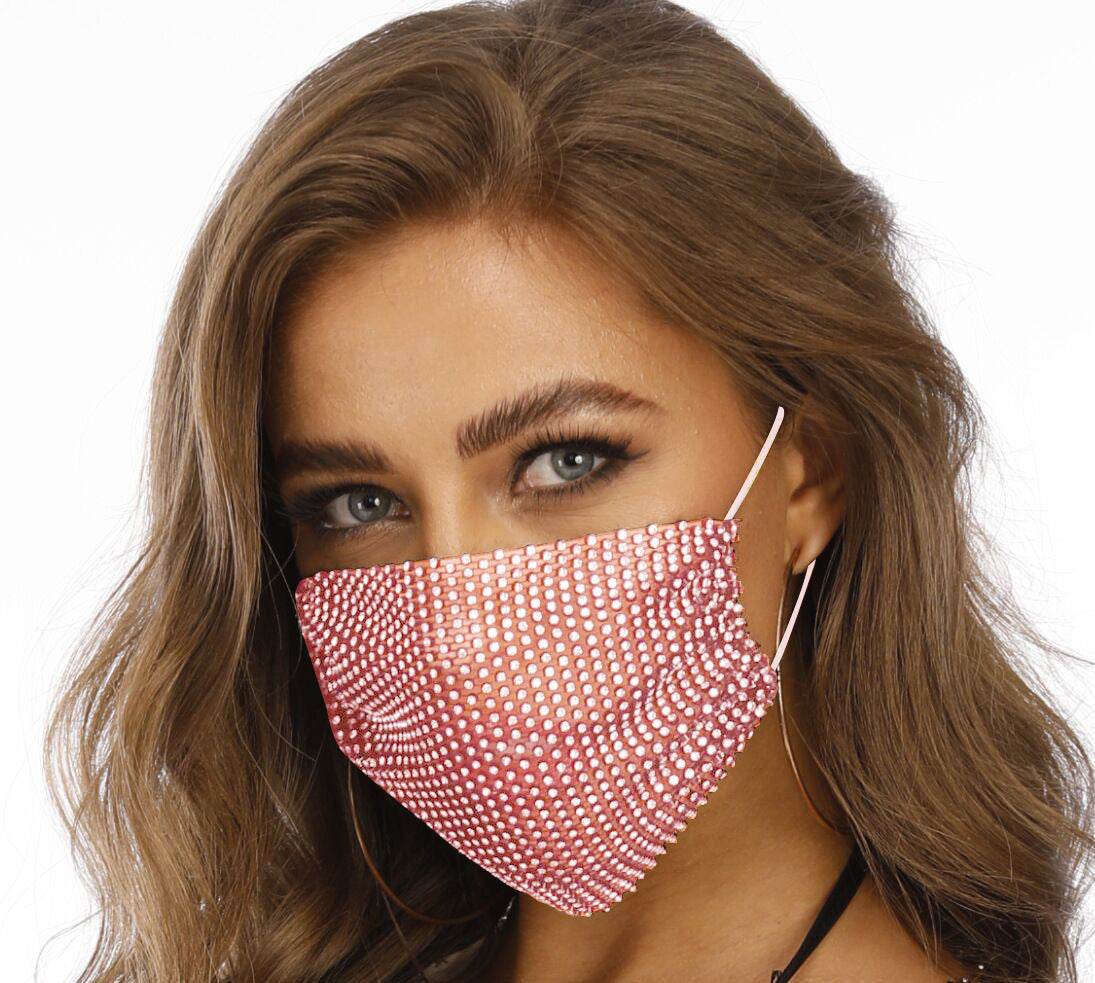 Stylish Fishnet Rhinestone Face Mask - Modern Trendy Design for All - Buy Center