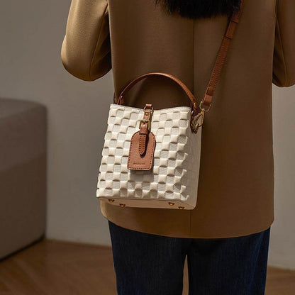Buycenter Cowhide Bucket Shoulder Bag - Urban Simplicity Crossbody Style - Buy Center