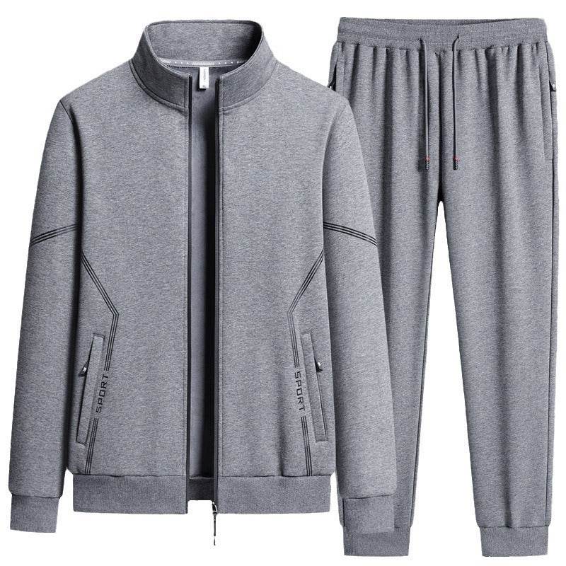 Men's Fleece-Lined Leisure Sports Suit - Stylish Two-Piece Set for All Seasons - Buy Center