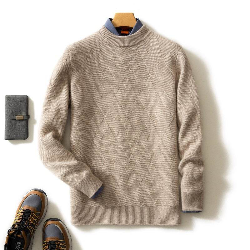 Luxurious Men's Cashmere Sweater - Thick Round Neck, Stylish & Warm - Buy Center