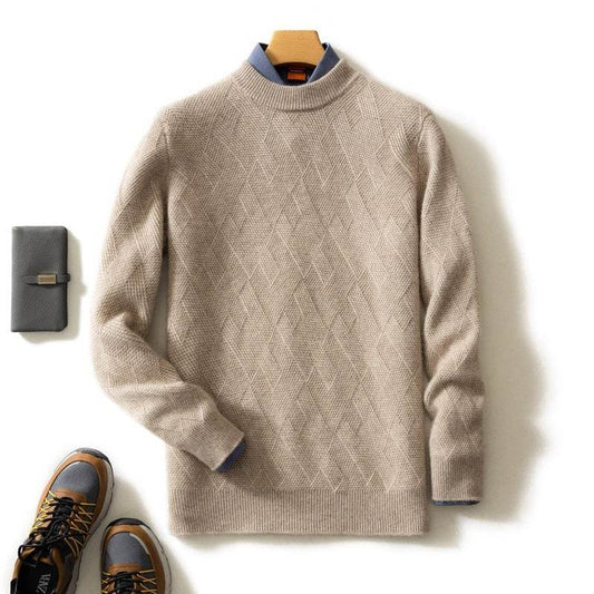 Luxurious Men's Cashmere Sweater - Thick Round Neck, Stylish & Warm - Buy Center