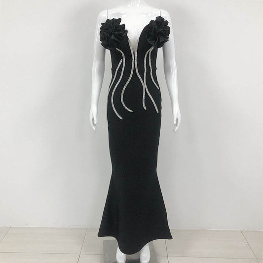 Elegant Temperament Evening Dress - Flower Chain Strapless Style 2025 - Buy Center