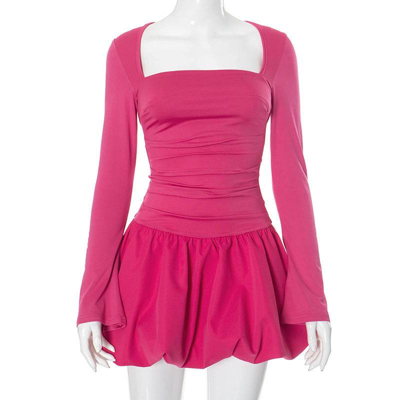 Elegant Backless Long Sleeve Dress - High Waist Bud Skirt in 3 Colors - Buy Center
