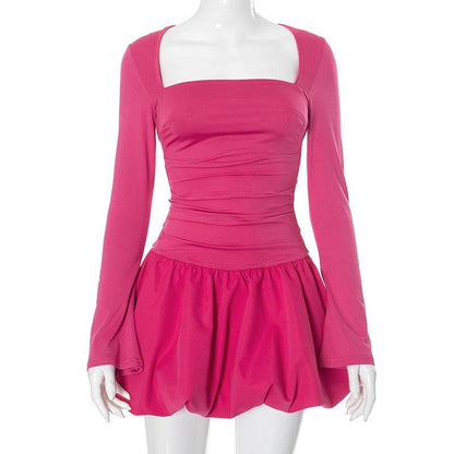 Elegant Backless Long Sleeve Dress - High Waist Bud Skirt in 3 Colors - Buy Center
