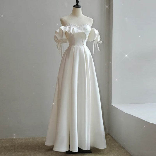 French Satin Light Wedding Dress - Soft Stylish Bridal Gown 2025 - Buy Center