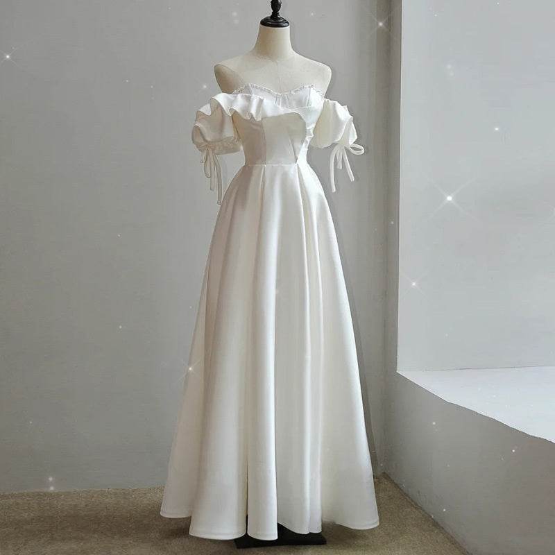 French Satin Light Wedding Dress - Soft Stylish Bridal Gown 2025 - Buy Center