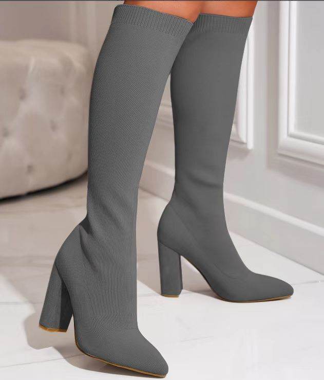 Buycenter Women's Personalized Solid Color Boots - Stylish Mid-Calf Design - Buy Center