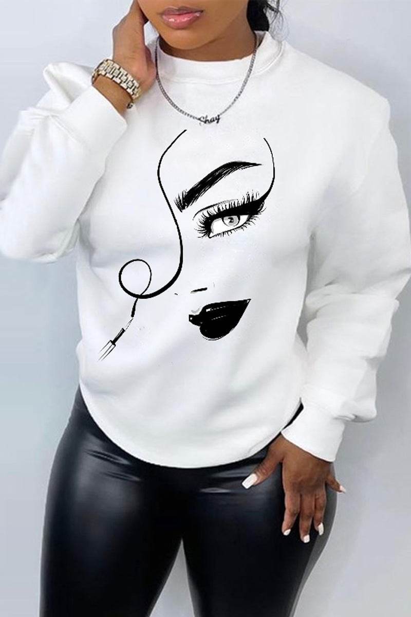 Buycenter Women's Printed Casual Loose Sweater - Crew Neck, Long Sleeve - Buy Center