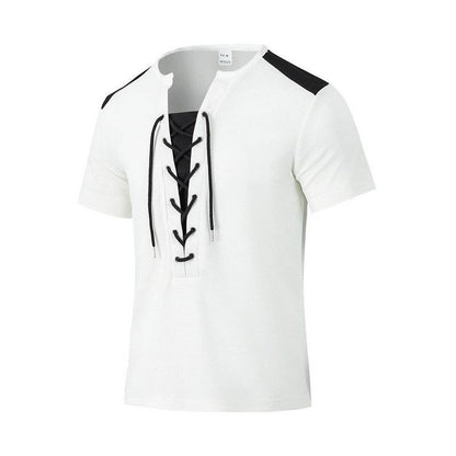 Buycenter Casual Multicolor Stitching Top - Round Neck, Short Sleeve - Buy Center