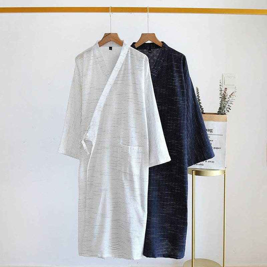 Summer Jacquard Gauze Cotton Kimono Bathrobe - Lightweight & Stylish Design