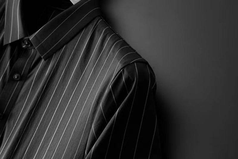 Men's Ice Silk Stripes Casual Suit - Trendy Short Sleeve Trousers Set - Buy Center
