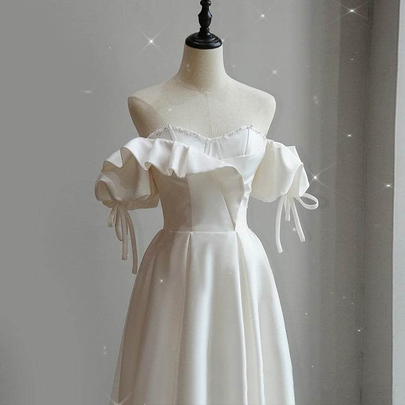 French Satin Light Wedding Dress - Soft Stylish Bridal Gown 2025 - Buy Center