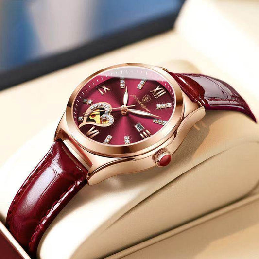 Stylish Female Student Automatic Mechanical Watch - Rhinestone Elegance - Buy Center