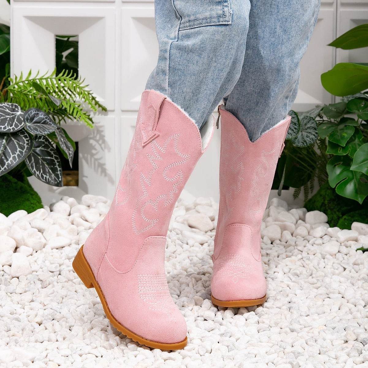 Girls Pink Fleece-Lined Princess Boots - Stylish Winter Footwear for Kids - Buy Center