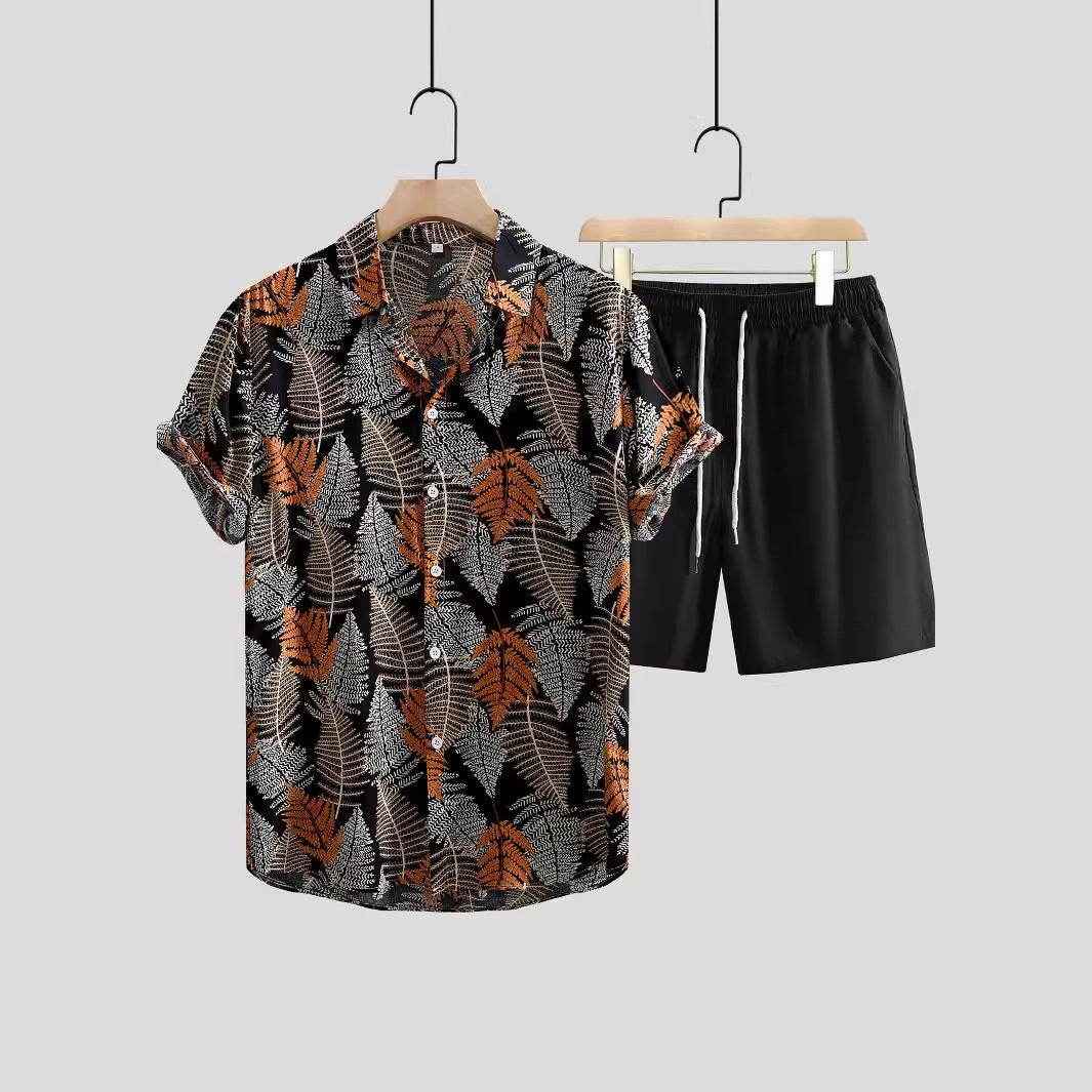 Men's Casual Short Sleeve Shirt Outfit - Trendy Prints & Comfort