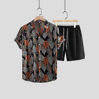 Men's Casual Short Sleeve Shirt Outfit - Trendy Prints & Comfort