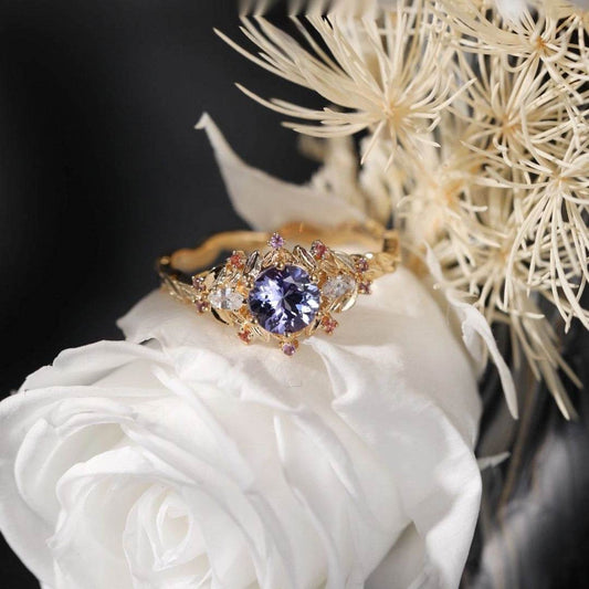 Buy Center Women's Adjustable Gold Blue Spot Diamond Ring - Zircon Design - Buy Center