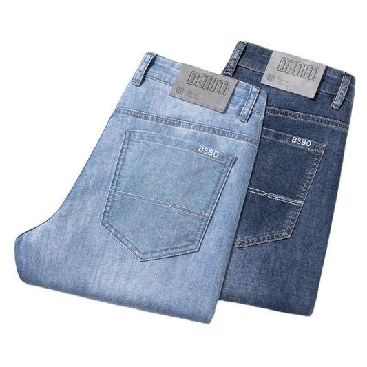 Buycenter Men's Plus Size Loose Straight Jeans - Mid-Waist Denim Pants - Buy Center