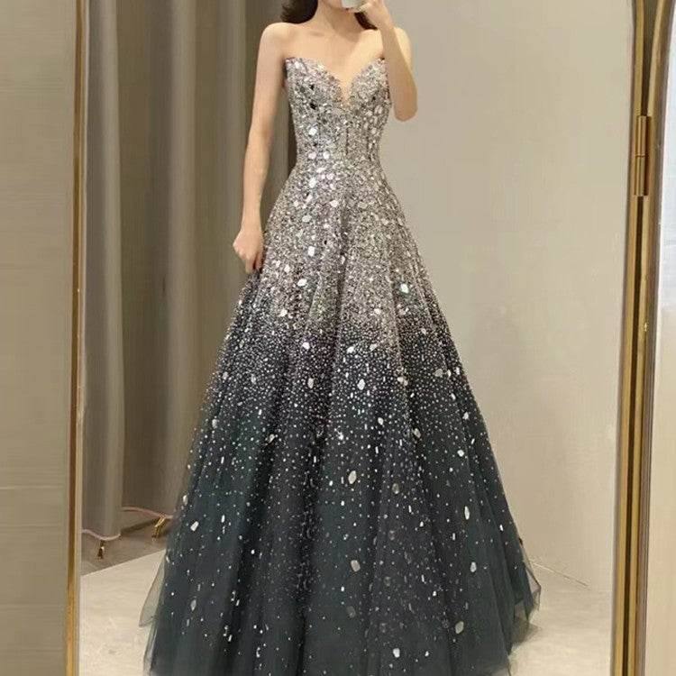 Buycenter Blue Heavy Industry Evening Dress - Sleeveless Tube Top Style - Buy Center