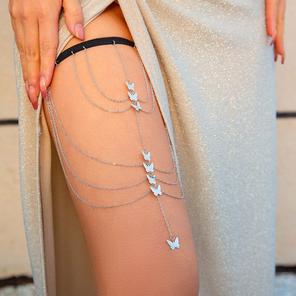 Multi-Layer Chain Star Thigh Ring - Stylish Body Jewelry for Trendsetters - Buy Center