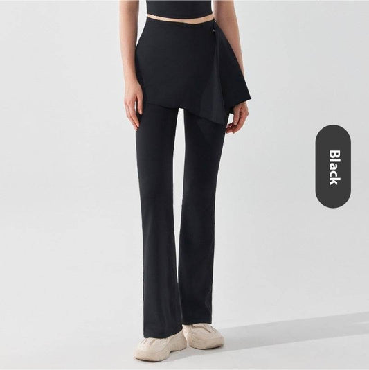 Nude Feel High Waist Bell Bottom Pants - Stylish Comfort & Detachable Skirt - Buy Center