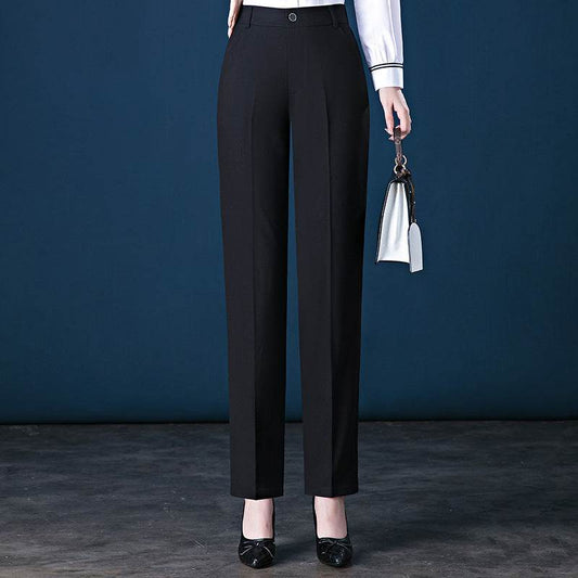 Buycenter Women's High-Waist Casual Suit Trousers - Fashionable Straight-Leg Fit - Buy Center