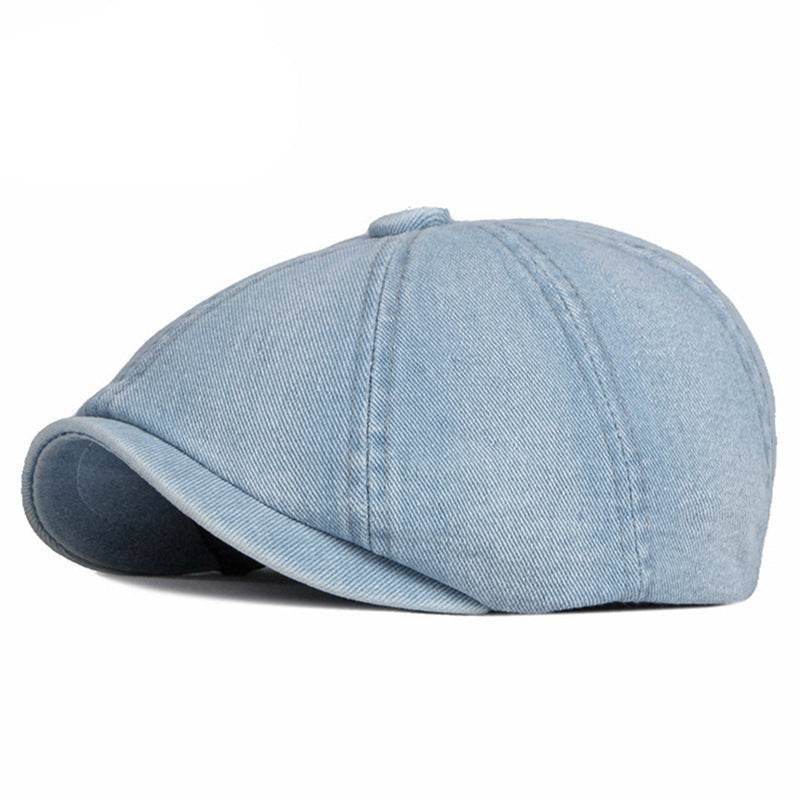 Spring & Autumn Washed Denim Beret - Stylish Octagonal Design for All Seasons - Buy Center