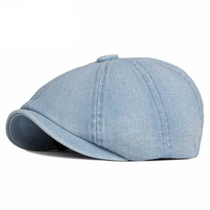 Spring & Autumn Washed Denim Beret - Stylish Octagonal Design for All Seasons - Buy Center