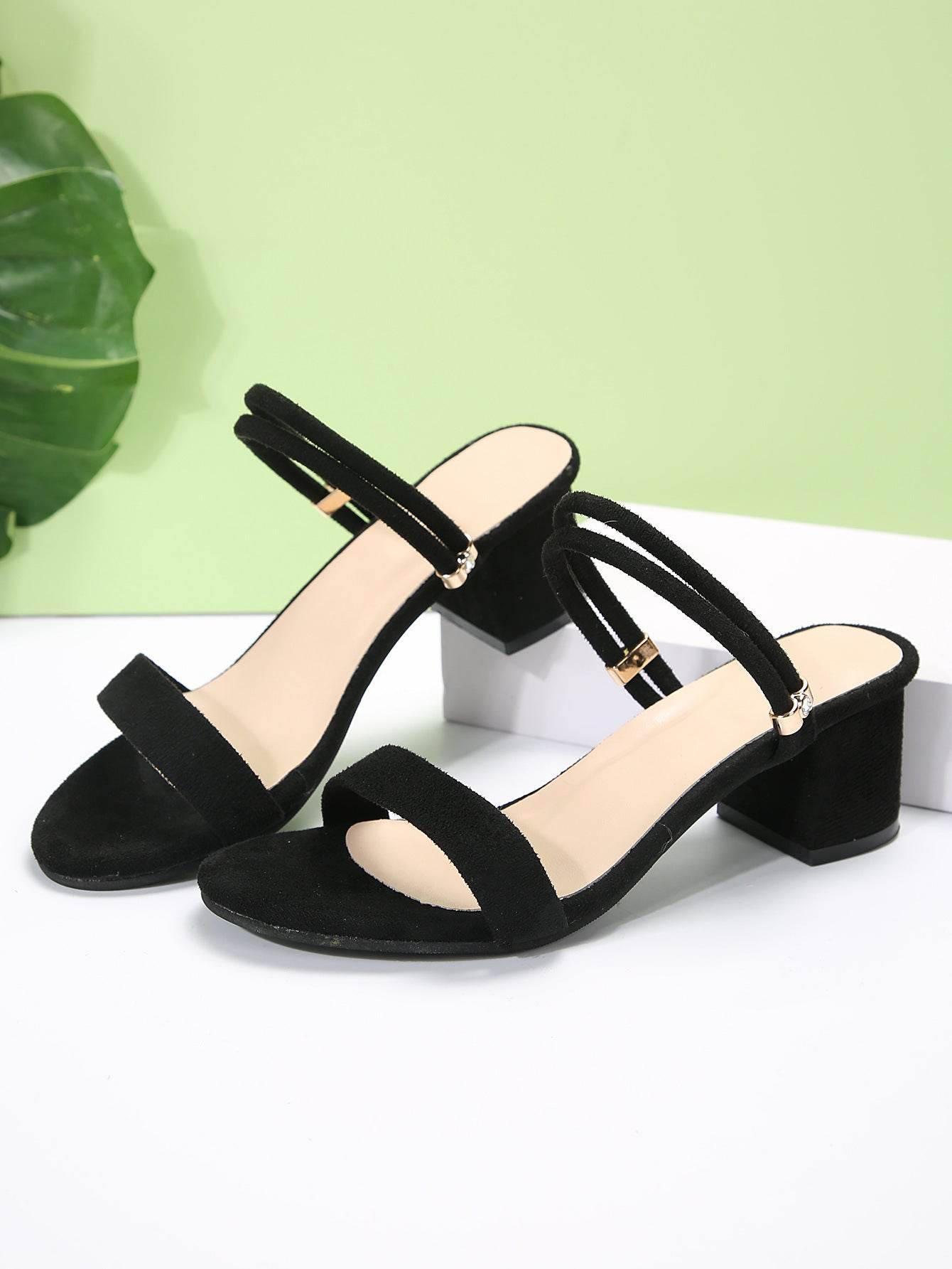 Buycenter Plus Size Chunky Heel Slippers - Stylish Open Toe Pumps - Buy Center