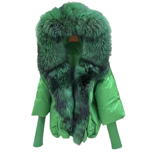 Buycenter White Duck Down Jacket - Removable Fur Collar, Thick Design - Buy Center