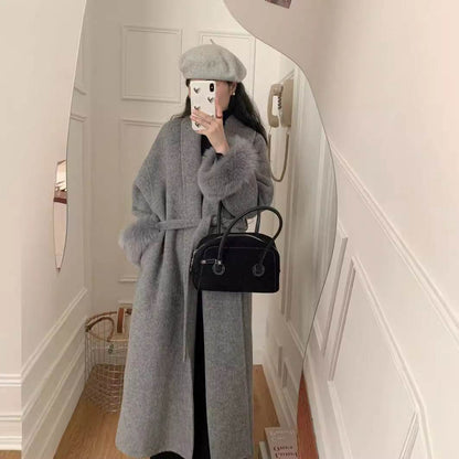 Women's Reversible Cashmere Coat - Elegant Long Lapel & Stylish Design - Buy Center