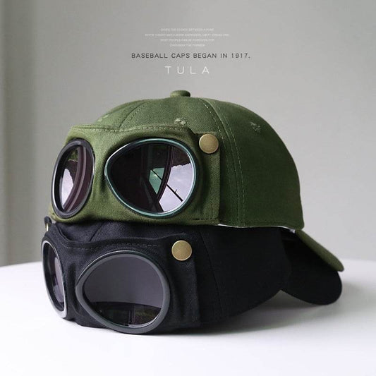 Personalized Pilot Hat with Sunglasses - Stylish Peaked Cap for Summer - Buy Center