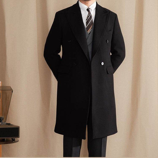 Men's Mid-Length Thermal Jacket - Double-Row Closure & Wool Blend Style - Buy Center