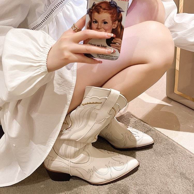 Buycenter Plus Size Cowboy Boots for Women - Pointed Toe, High Heel - Buy Center