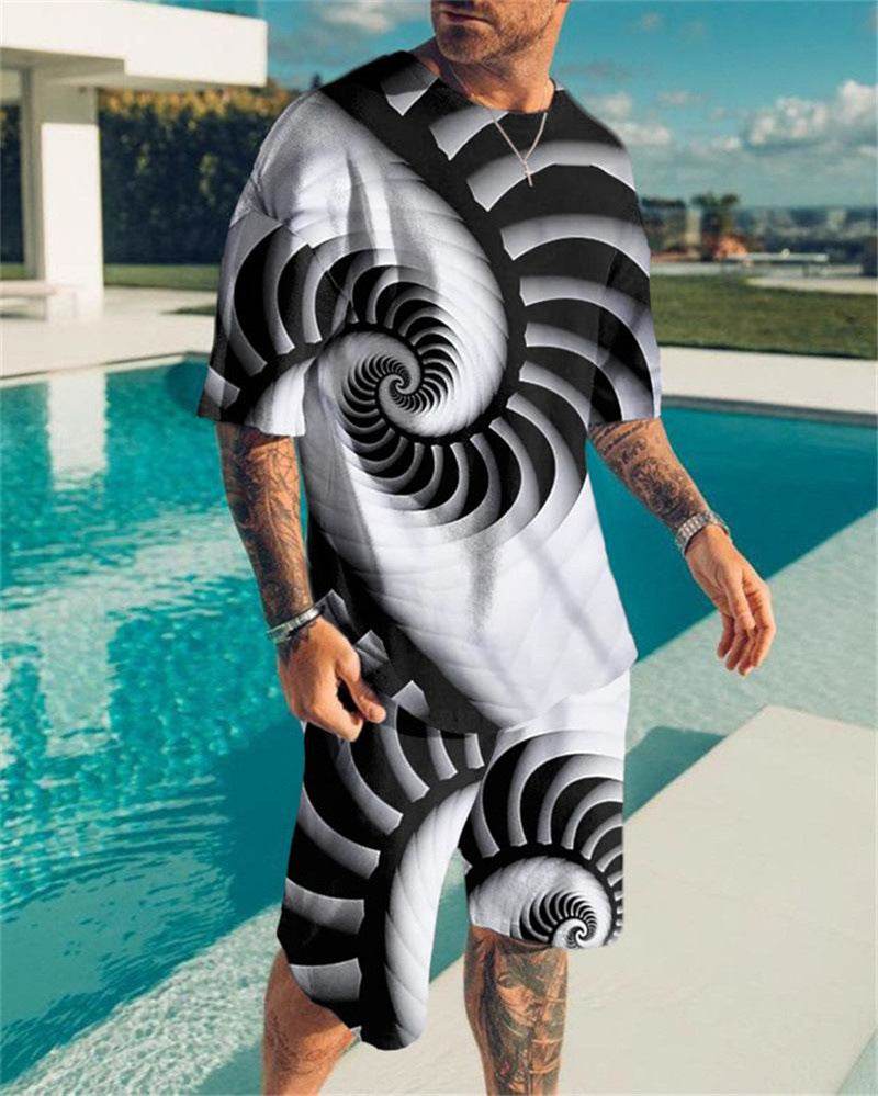 Simple Men's 3D Print Oversized Shirt & Shorts Set - Stylish Comfort 2025 - Buy Center