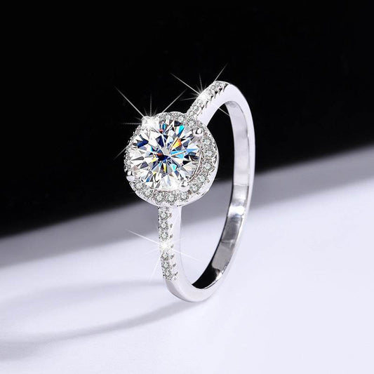 Buycenter S925 Sterling Silver Moissanite Ring Necklace Set - Elegant Design - Buy Center