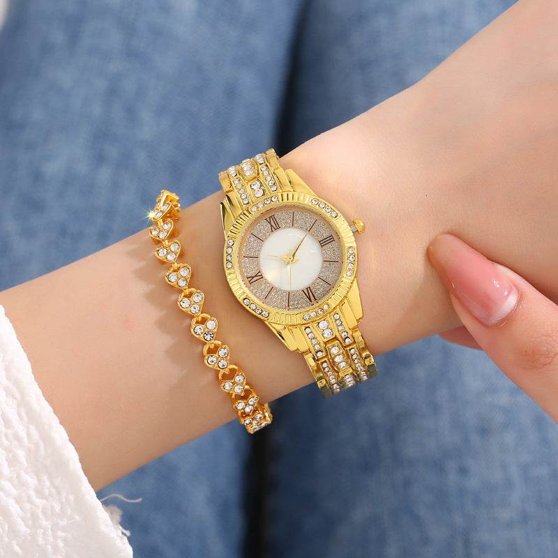 Buycenter Luxury Women's Bracelet Set - Diamond-Embedded Quartz Watch - Buy Center