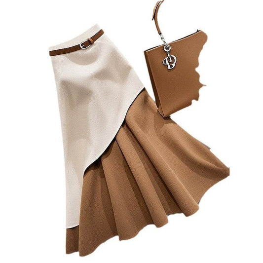 Women's Winter Brown Fishtail Skirt - Trendy Contrast Design for Every Occasion - Buy Center
