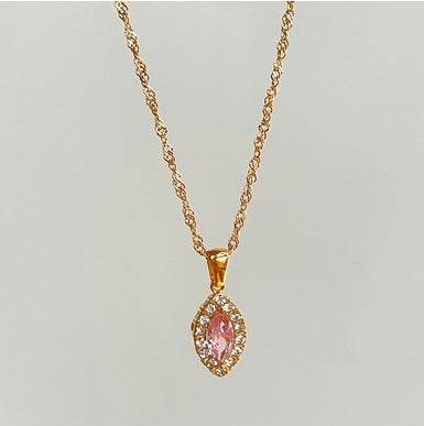 Olive Shaped Horse Eye Zircon Necklace - Stylish Titanium Steel Jewelry - Buy Center