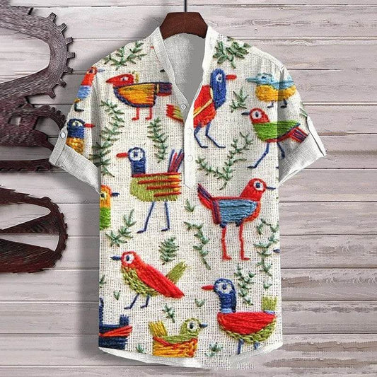 Summer Men's Short-Sleeved Shirt - Loose Fit Linen for Travel & Comfort - Buy Center