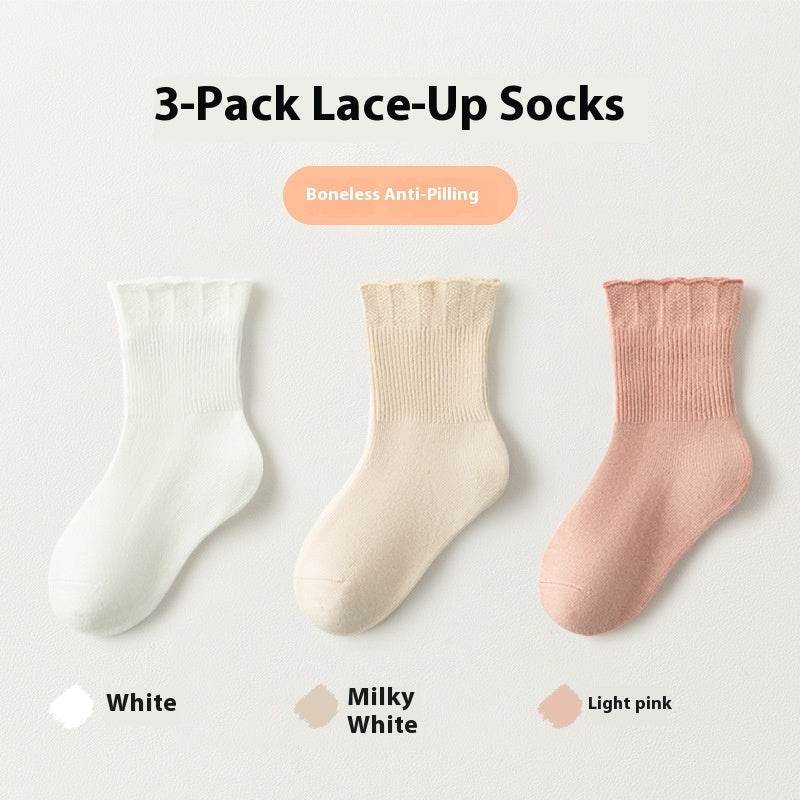 Girls' Breathable Cotton Lace Socks - Cute, Multi-Color Styles for Kids - Buy Center