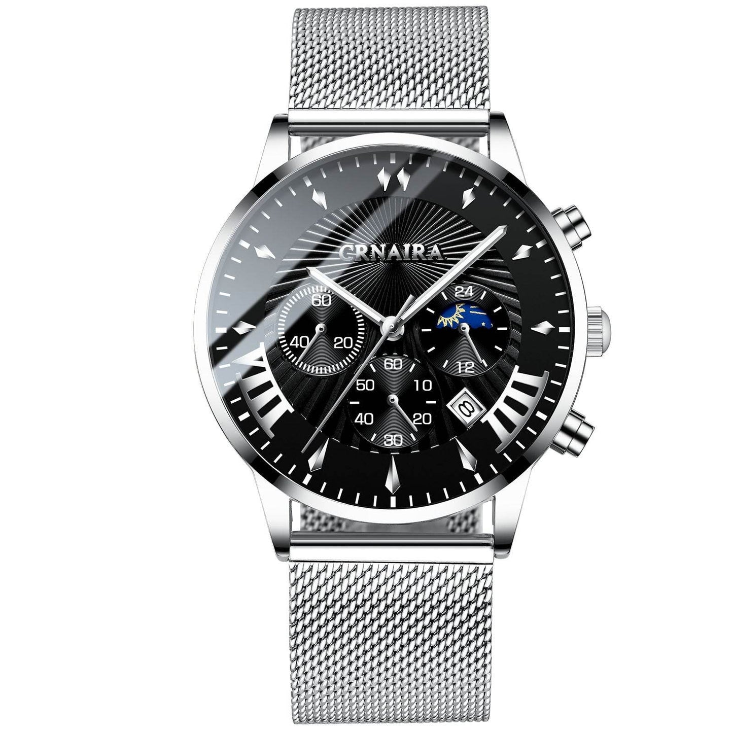 Buycenter Men's Waterproof Quartz Watch - Three-Eye Design, Stylish Alloy Band - Buy Center