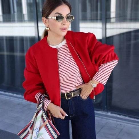 Buycenter European & American Fashion Bomber Jacket - Soft Polyester Coat - Buy Center