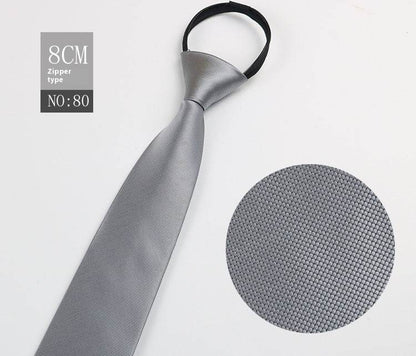 Black Striped Blue Business Tie - Lazy Zip Closure for Easy Wear - Buy Center